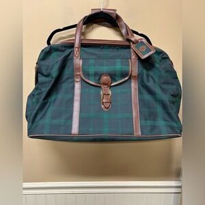 Vtg Ralph Lauren Polo Fragrance Green Tartan Plaid Duffle Overnight Bag Rare